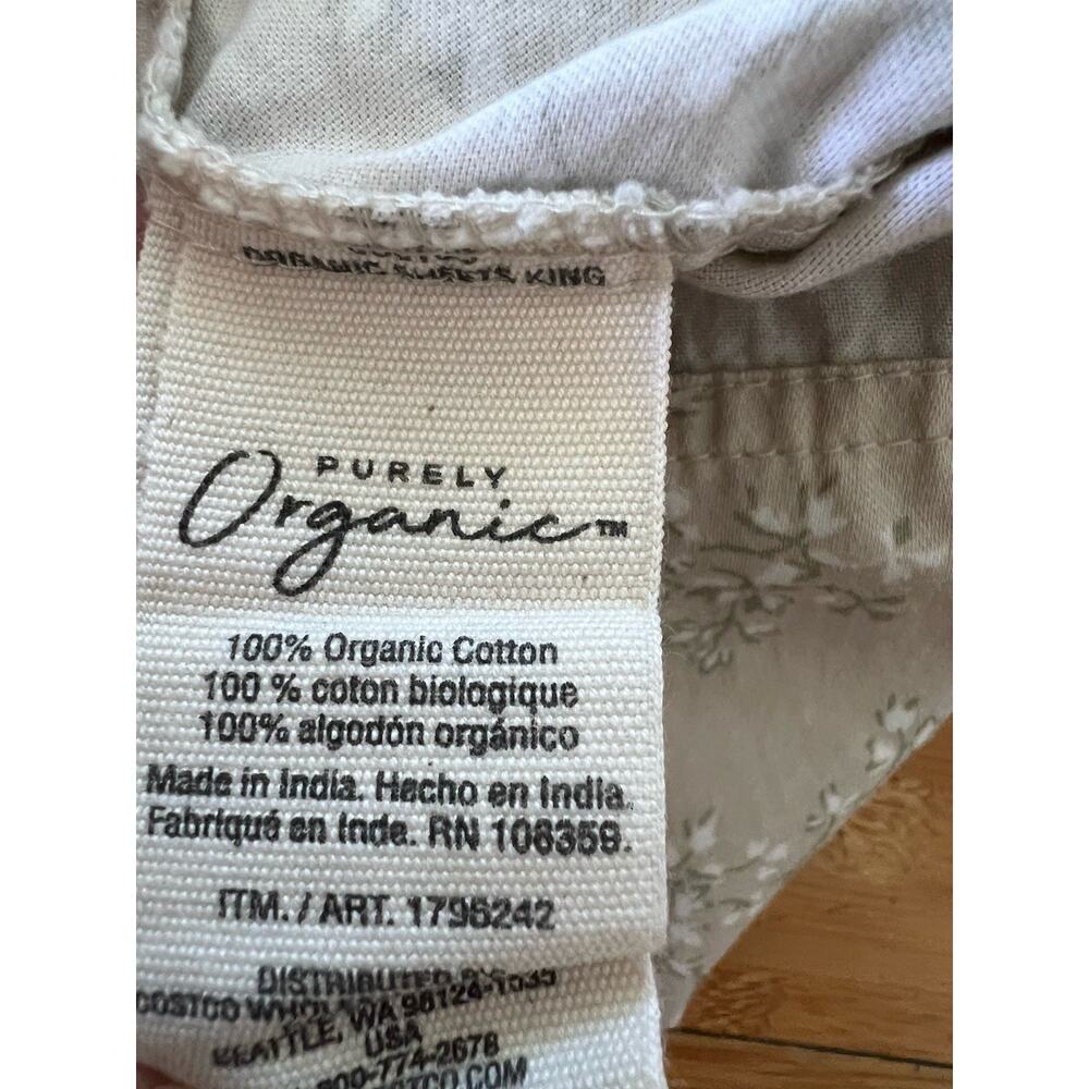 Purely Organic Cotton Pair of King Pillowcases Floral GREY botanical bittercress